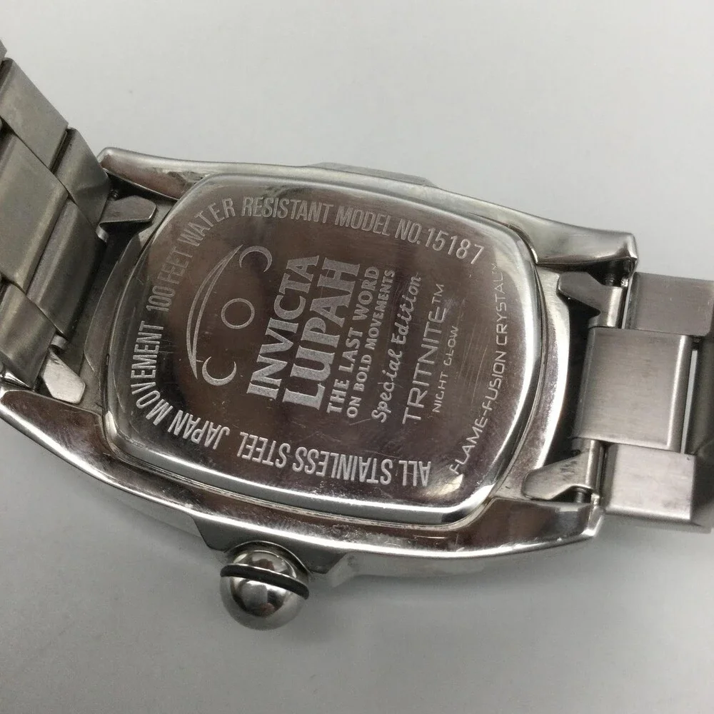 Invicta Lupah Special Edition 15187 Mens Watch 47mm Silver Tone New Battery 7.5